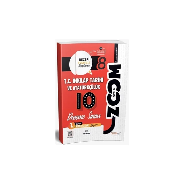Günay Yayınları Günay 8. Sınıf T.c. Inkılap Tarihi ve Atatürkçülük 1. Dönem 10 Lu Zoom Serisi Deneme Sınavı Günay ürün görseli