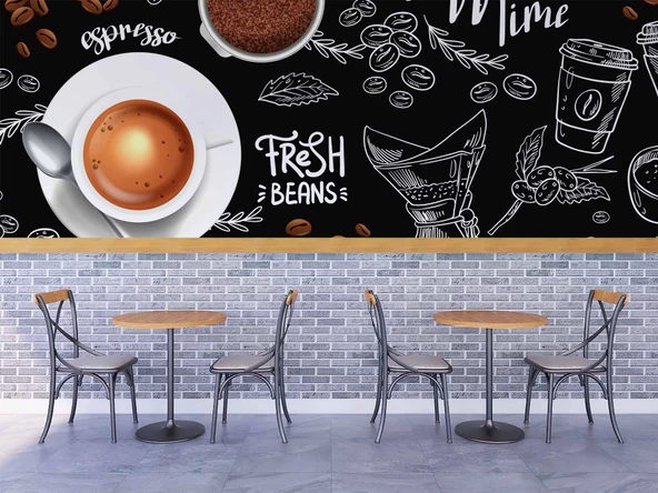 Fincan Ve Cezve Temalı Duvar Kağıdı Baskı - Resim 3