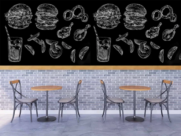 Fast-Food Konulu Duvar Kağıdı Baskı - Resim 3