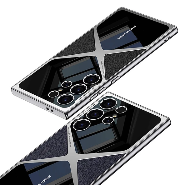 Galaxy S24 Ultra Kılıf Ultra İnce Kamera Korumalı PC + Deri Arka Yüzey  X-Pro Kapak - 12