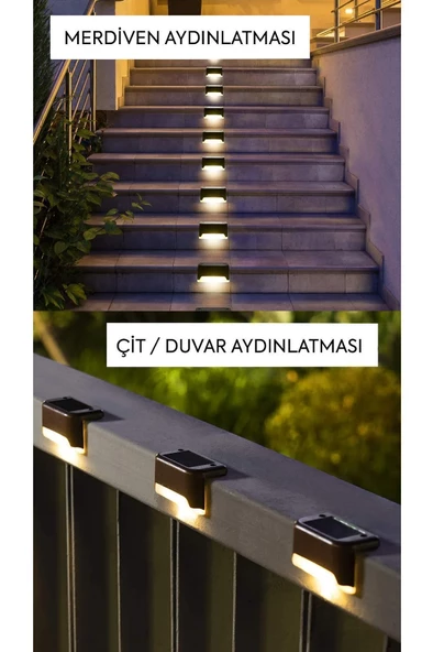 QASUL 4lü Set Güneş Enerjili Led Su Geçirmez Modern Solar Panel Işık Seti Dış Mekan Dekorasyonu - 4