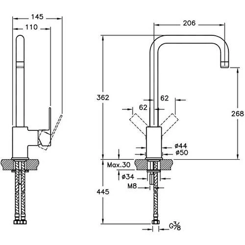 Artema Flo S A42103 Eviye Mutfak Bataryası, Krom - 2