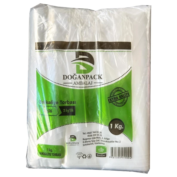 Doğanpack Şeffaf Naylon 2 lik 23x36 Cm. Bakkaliye Poşeti Torbası - 1 Kg. - Ort. 190 Adet - 3 Paket - 2