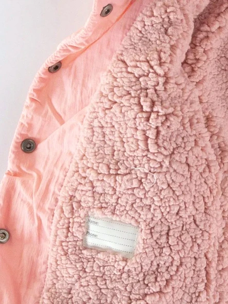 Havalı Kapitone Detaylı Düğmeli Cepli İçi Kürklü Kapüşonlu Kışlık İçi Peluş Kız Bebek Mont Şişme - 5