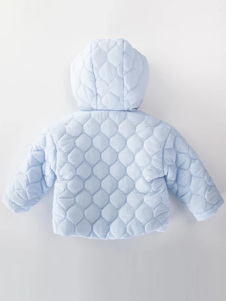 Havalı Kapitone Detaylı Düğmeli Cepli İçi Kürklü Kapüşonlu Kışlık İçi Peluş Kız Bebek Mont Şişme - 11