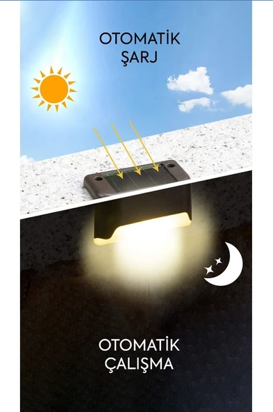 QASUL 4lü Set Güneş Enerjili Led Su Geçirmez Modern Solar Panel Işık Seti Dış Mekan Dekorasyonu - 3