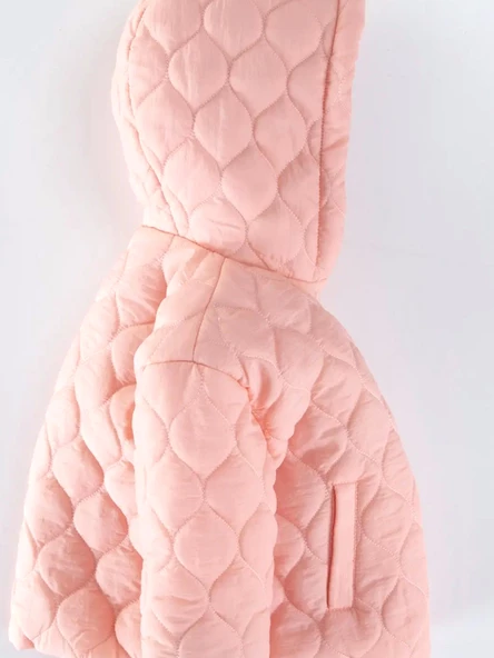 Havalı Kapitone Detaylı Düğmeli Cepli İçi Kürklü Kapüşonlu Kışlık İçi Peluş Kız Bebek Mont Şişme - 7