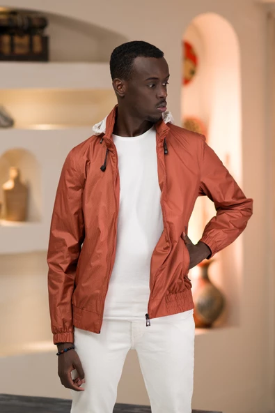 Slimfit Beli Lastikli Gizli Kapşonlu Dik Yaka Fermuarlı Baharlık Mont - 3