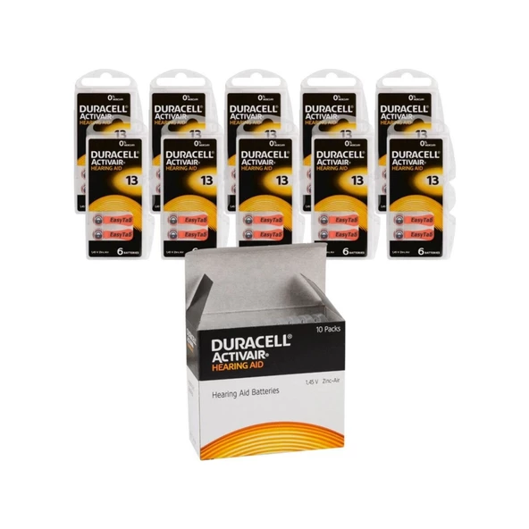 Duracell Işitme Cihazı Pili Duracell 10'lu Paket 13 Numara 60 Adet