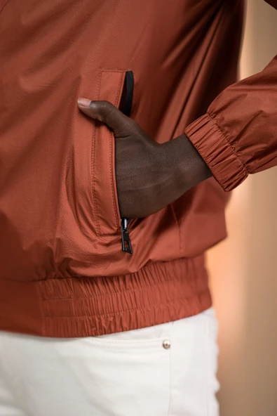 Slimfit Beli Lastikli Gizli Kapşonlu Dik Yaka Fermuarlı Baharlık Mont - 5