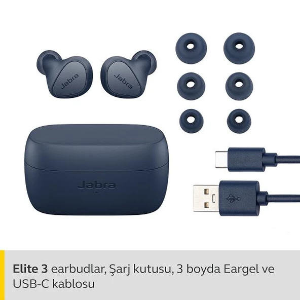 Jabra Elite 3 TWS Lacivert Kulak İçi Bluetooth Kulaklık - 7