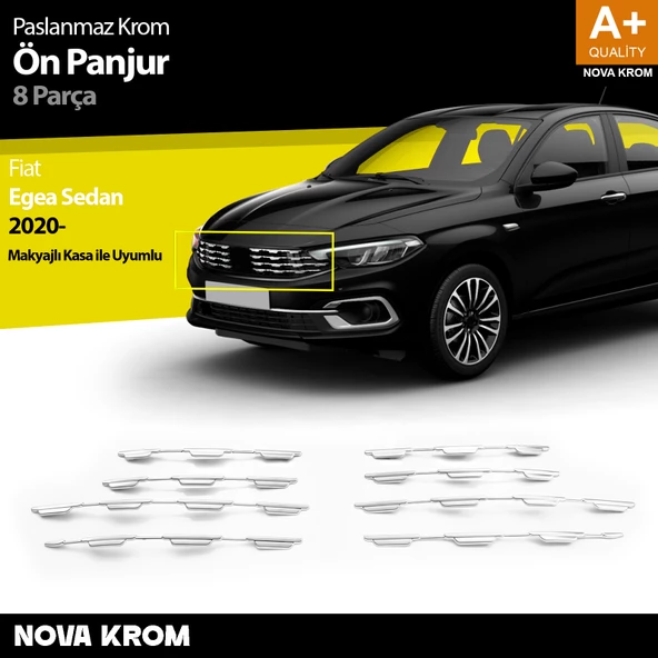 Fiat Egea SD Krom Ön Panjur 8 Prç 2020 Üzeri