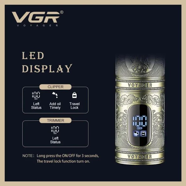 Vgr V-670 Metal saç kesim makinesi  profesyonel saç sakal berber seti - 6