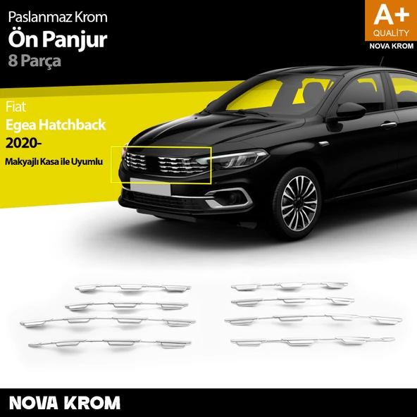 Fiat Egea HB Krom Ön Panjur 8 Prç 2020 Üzeri