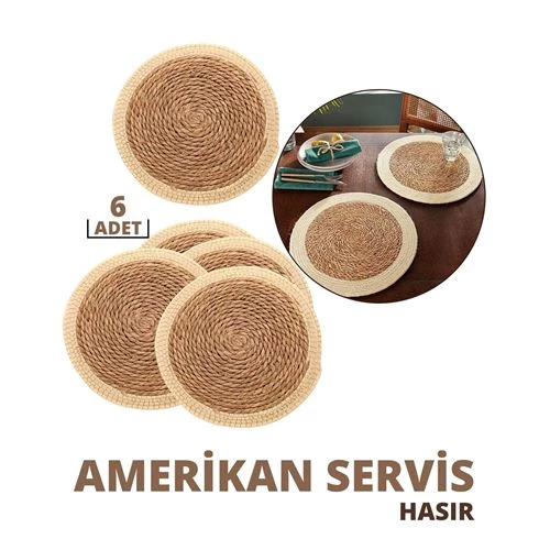 ModaCar Hasır Amerikan Servis 6 lı Set Millan Loya Design