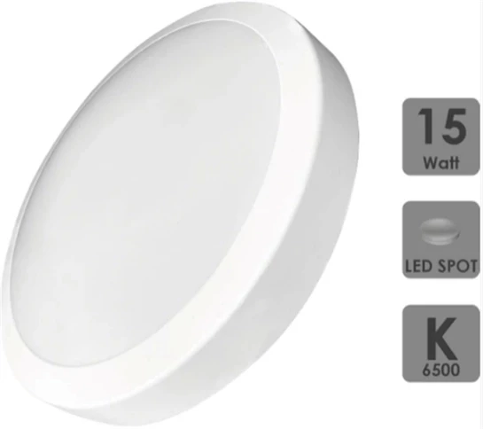 LED 15W Glop Armatür Beyaz Işık BEYAZ Kasa 6500k Sıva Üstü IP20 - 3