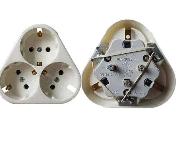 VİKO Yonca Sıva Altı Topralı Üçlü Priz Beyaz