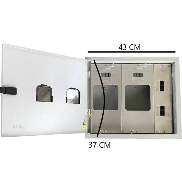 AKÖZ 2 Monofaze Sayaçlı 6 Otomatlı Sıva Altı Pano (Sac) S. A. 204 - 2