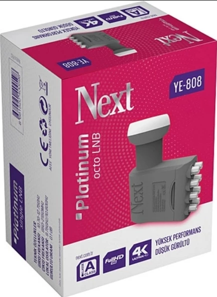 NEXT YE-808 8li Platinum Sekizli LNB 0.1dB Full HD 4K Universal LNBF Kaliteli (Elenbi)