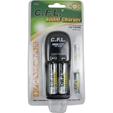 C.F.L. PİL ŞARJ ALETİ 2 KALEM PİL HEDİYELİ 3000 mAh