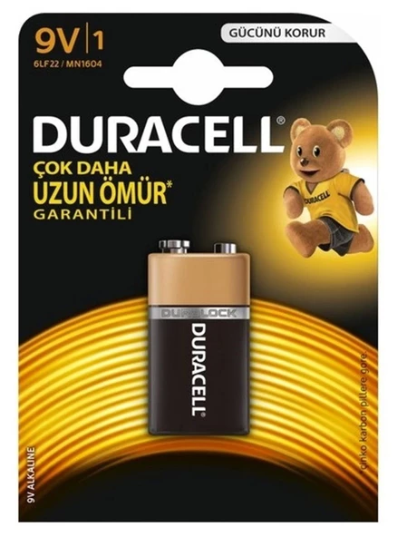 DURACELL 9V Kare Alkaline Pil (1 Adet Fiyat)