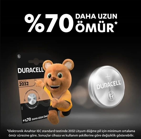 DURACELL CR-2032 Lityum 3v 3 Volt Araba Kumanda Pili Para Düğme Pil (1 Adet Fiyatıdır)