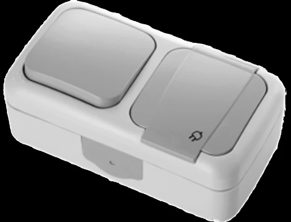 VİKO Palmiye Nemliyer Kombine Anahtar - Topraklı Priz IP54