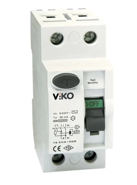 VİKO 2x40A 300mA AC Tip Tek Faz Monofaze Kaçak Akım Koruma Rolesi