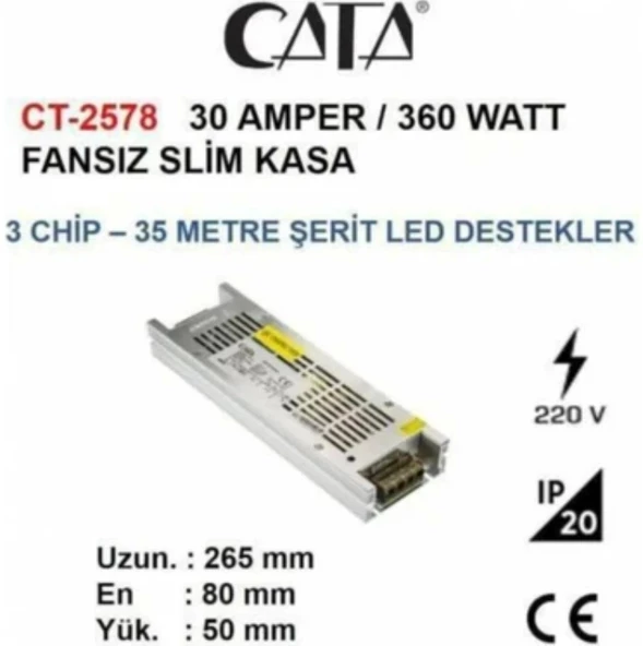 CATA 12V 30A ŞERİT LED ADAPTÖRÜ SLİM 30 A POWER 400W - 2