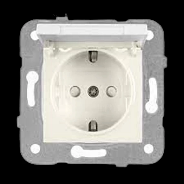 VİKO KREM KARRE MERIDIAN KAPAKLI TOPRAKLI PRİZ ÇOCUK KORUMALI