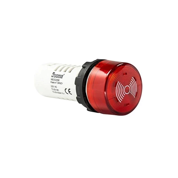 EMAS LEDLİ KIRMIZI BAZIR 220V AC/DC SİREN BUZZER 22MM