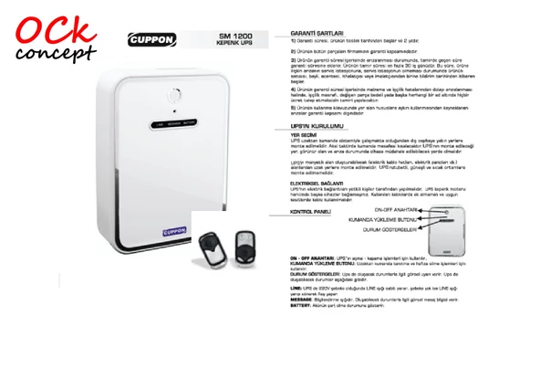 Cuppon Sm-1200 Kepenk Güç Kaynağı Kepenk Ups (Çift Çıkışlı) ve 2 Adet Kumanda Hediyeli - 2