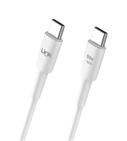 LİNKTECH TYPE-C - TYPE-C - 1M Şarj Data Kablosu 3A 60w Siyah/Beyaz