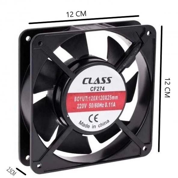 CLASS 120x120x38 Ac 220v Metal Pano Soğutma Fanı 220 Volt - 2