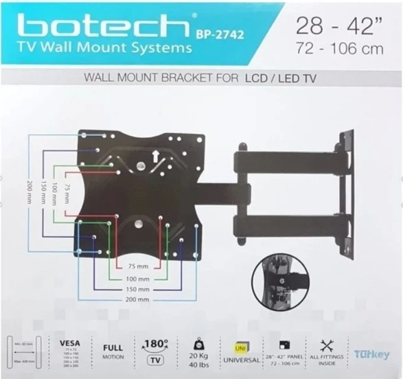 TEK HAREKETLİ TV ASKI APARATI 27"-42" (72-106 CM)