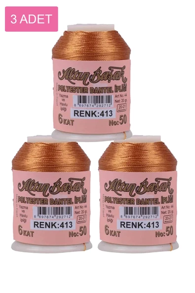 3 Adet Altınbaşak Oya ve Dantel İpi 20 gr - Royaleks - No: 413