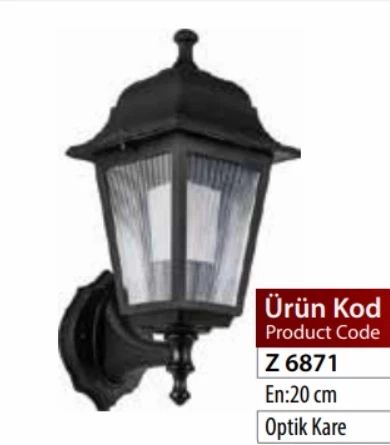 ZERPA Kare Duvar Aplik SİYAH Bahçe Armatür ABS Plastik E-27 Duylu IP54