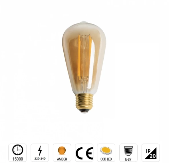 CATA 8W RUSTİK LED AMPUL AMBER ST94