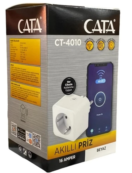 CATA Akıllı Smart Priz Uzaktan Wifi Bağlantı İle Kontrol Edilebilen 16A 3680W