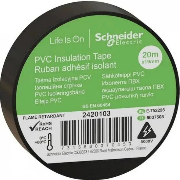 SCHNEİDER SİYAH Elektrik İzole Bant 19mm 20M