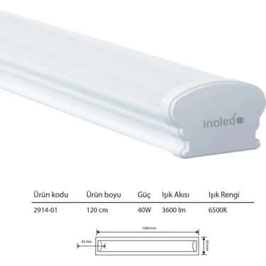 İNOLED 40W LED ETANJ ARMATÜR IP65 6500K 120CM