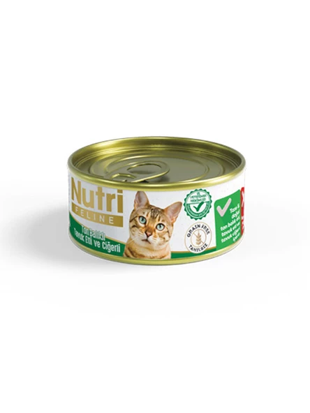 Nutri Feline 85Gr Ton Balıklı Tavuk Etli Ciğerli Tahılsız 64Adet Yaş Kedi Maması - 4