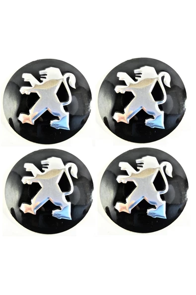 PEUGEOT Jant Göbek Arması Siyah Yapıştırma 4 Adet 56mm