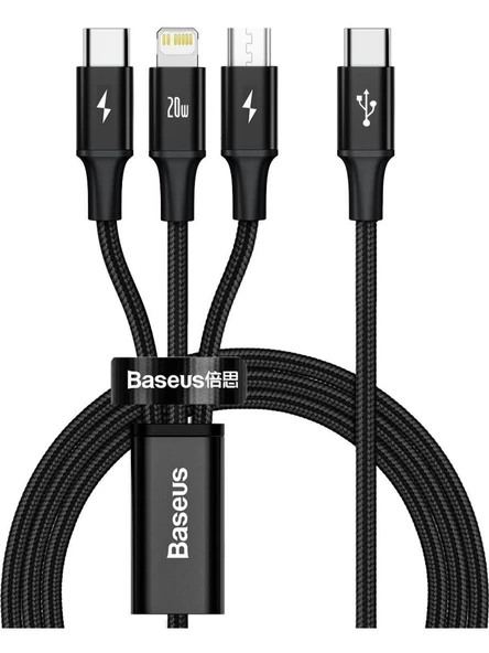 Baseus Rapid Serisi Usb-C Kablo 3in1 Mikro Usb/lightning/usb-C 20W