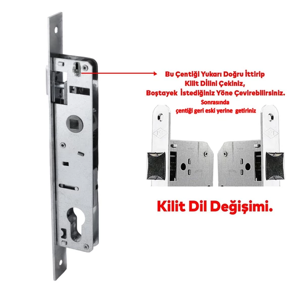 Dar Kilit Standart PVC Ahşap Kapı Gömme Kilit Gövde Kilidi Gövdesi Silindirli Barelli Yale 20 mm - 2