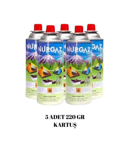 Nurgaz Çift Conta Emniyet Sistemli %100 Güvenli Kamp Ocak Pürmüz Kartuşu 5 Adet Set