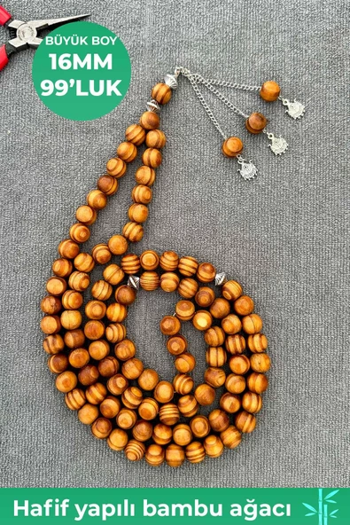Büyük Boy 99'luk 16 MM Dekoratif Amaçlı Bambu Ağacı Tesbih