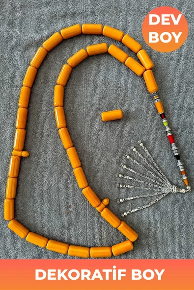 Dev Boy Dekoratif Nakkaş İmameli Sıkma Kehribar Tesbih - 2