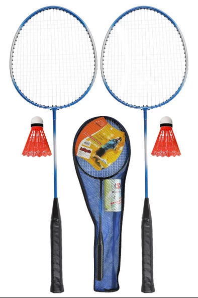 5'li Çantalı Set Badminton Raketi Seti 2 Raket + 2 Top + Çanta Amatör Çocuk-Genç Raket Top Seti 500