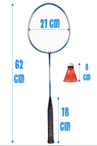 5'li Çantalı Set Badminton Raketi Seti 2 Raket + 2 Top + Çanta Amatör Çocuk-Genç Raket Top Seti 500 - 2